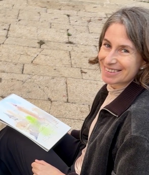 Irena Spector sketching in Jaffa