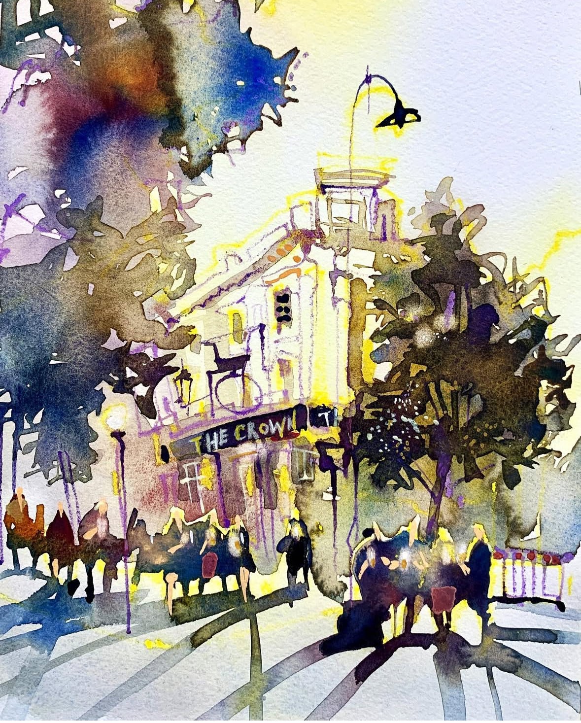 Workshop crowd watercolor