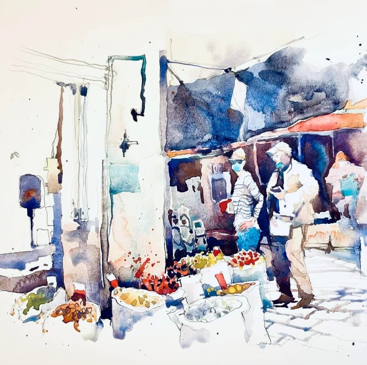 Tel Aviv postcard sketch