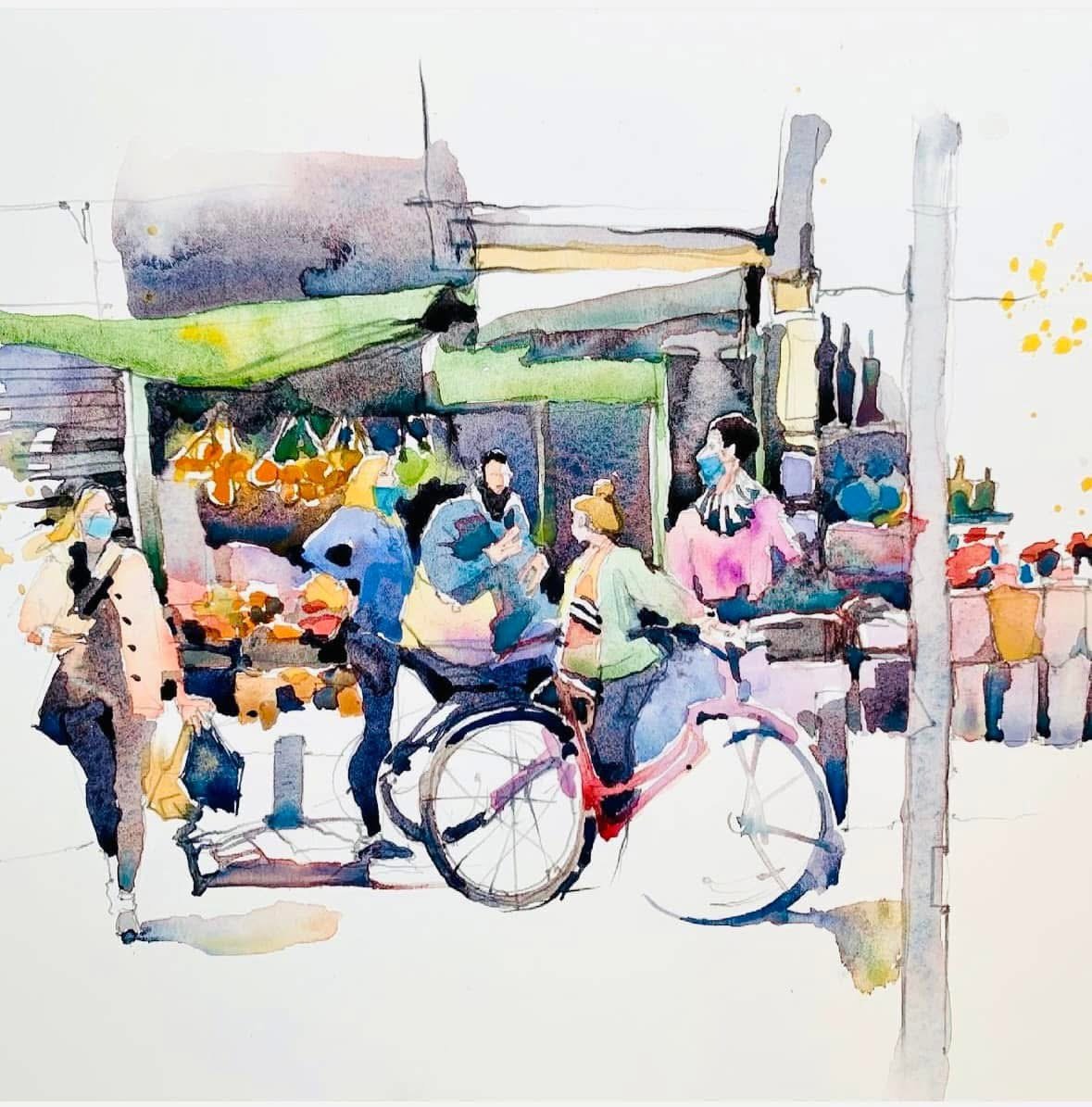 Tel Aviv postcard sketch
