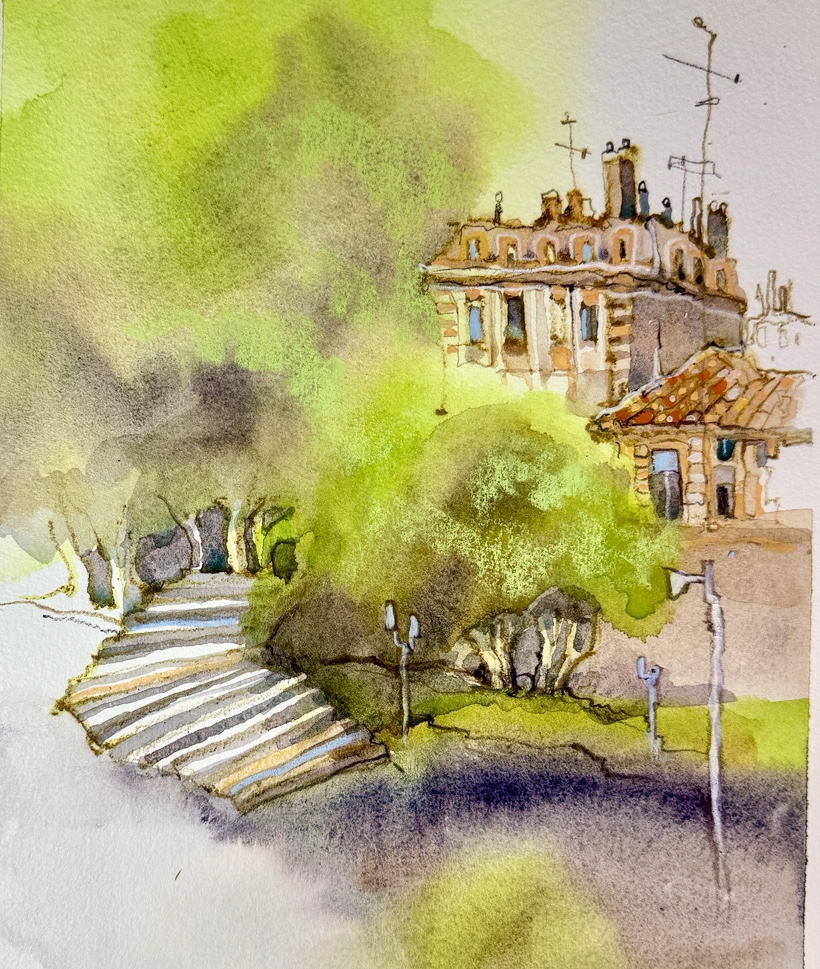 Demonstration watercolor sketch