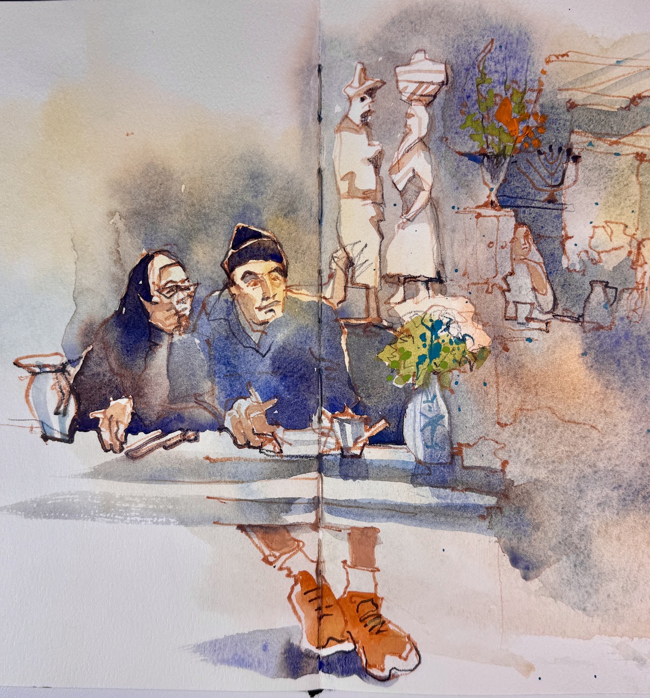 Watercolor artwork of Hoi An streets